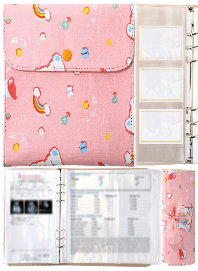 Marspark Baby Document Organizer and Briefcase A4 A5 Baby File Organizer 40 Pages Newborn Keepsake with Zipper Bag Soft Fabric Documents Folder for Newborns Pregnancy Expectant Parents (Pink Bear) - Image 1